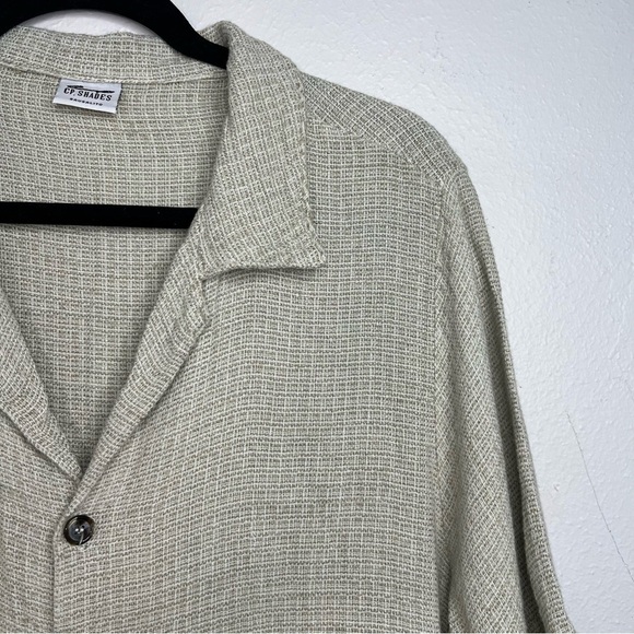 CP Shades tan/beige Flax Blend Short Sleeve Button Down Size Medium - Picture 3 of 7